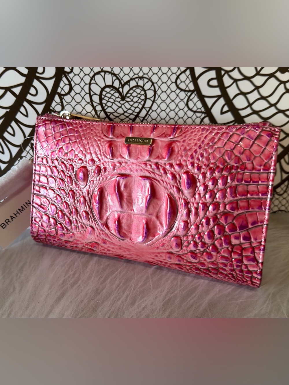 FIRM >>> BRAHMIN Daisy French Rose NWT PERFECT EYE PLACEMENT PINK BEAUTY